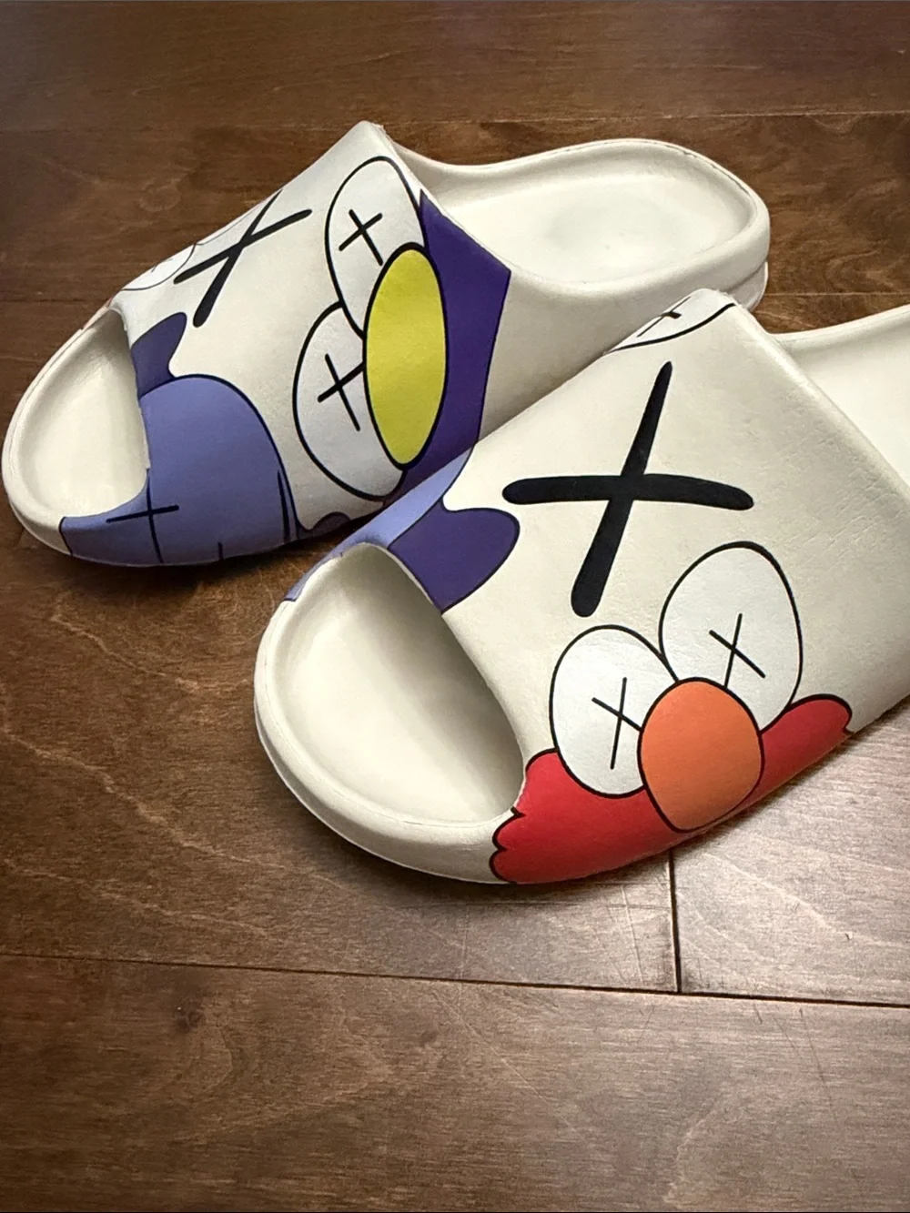 Cream Slide Sandals with KAWS Graphics